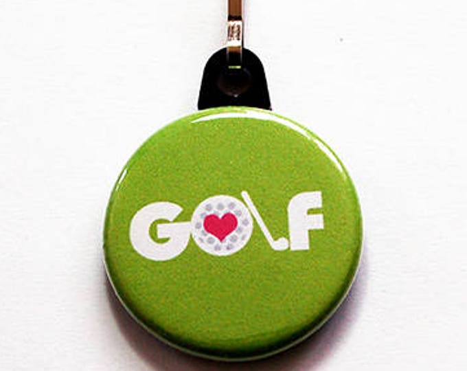 Golf Zipper Pull, Green Golf Zipper Pull, Backpack Zipper Pull, Zipper