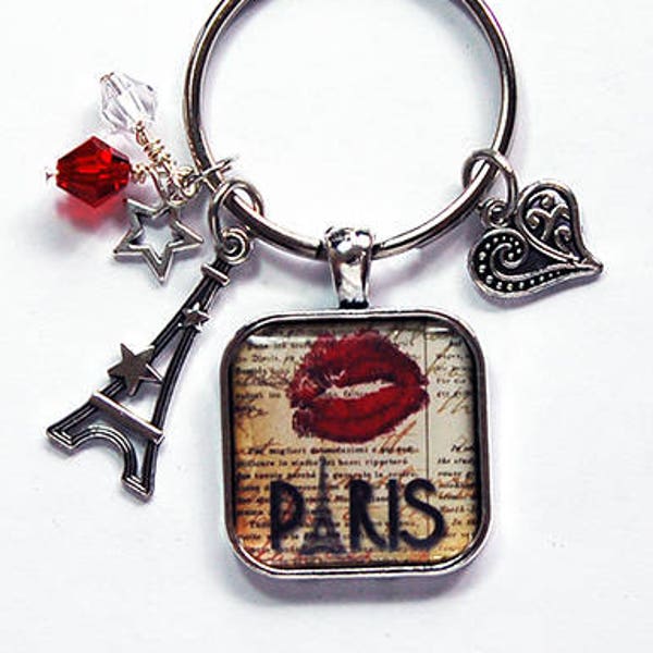 Paris Keychain, Eiffel Tower, keychain for women, Stocking stuffer, gift under 20, Gift for her, Paris keyring, Love Paris (8058)