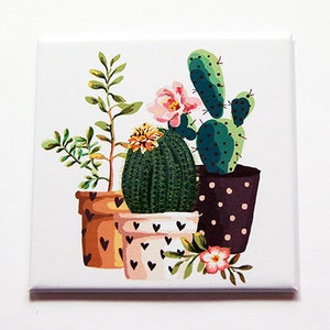 Cactus Magnet, Nature Magnet, Kitchen Magnet, Fridge magnet, Stocking Stuffer, Locker Magnet, Large Square Magnet, cacti magnet 7109 image 1