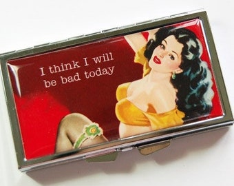 Bad Girl 7 Day Pill Box, Funny Pill Case for Purse, Gift for Her, Travel Pill Box with Seven Sections (3946)