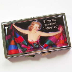 7 day pill case, 7 day pill box, Happy Pill, Retro pill case, Pill box, 7 sections, Pill container, Pill case, funny pill case (3949)