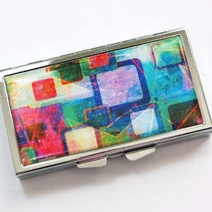 Pill Case for Purse, 7 Day Pill Box, Abstract Design, Travel Pill Case for Her, Pill Container with 7 Sections (3876)