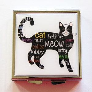 Cat Pill case, 4 Sections, Square Pill box, Cat Pill box, Pill case, Cat Case, Cats, Meow, Case for purse, Kellys Magnets (4040)
