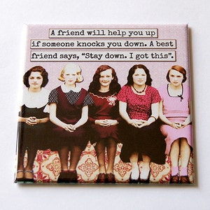 Best Friend Magnet, Funny Magnet, Kitchen Magnet, magnet, Fridge magnet, Humor, Retro, Knocks you down, Gift for Best Friend (5673)