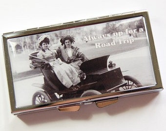 Pill case, 7 day pill case, Retro pill case, Pill box, 7 sections, Road Trip, retro, 7 day pill box, Pill container (3941)