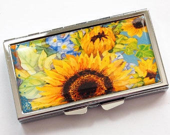 Sunflower 7 day Pill case for purse, Travel pill box with Sunflowers, Gift for Her (3879)