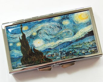 7 day, 7 section, Pill Case, Starry Night, Pill box, Pill Container, Vincent van Gogh, Van Gogh case, Art Pill Case, Kellys Magnets (3897)