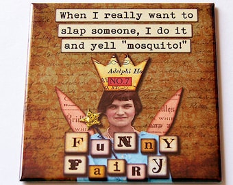 Funny retro magnet, Funny Magnet, Slap Someone, Mosquito, Retro Design, Kitchen Magnet, magnet, Fridge magnet, Fairy Magnet (5679)