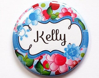 Personalized pocket mirror, custom pocket mirror, mirror, bridesmaid gift, Floral, pocket mirror, purse mirror, bridal shower favor (4958)