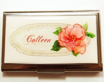 Card case, business card holder, Custom Case, Personalized Business Card Case, Flower, Personalized, Floral case, Flower case (4106)