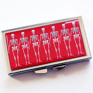 Skeleton Pill case, 7 day pill case, 7 sections, Pill Box, Pill case, Skeleton, Red, Skeleton Pill box, red pill case, Halloween (5186)