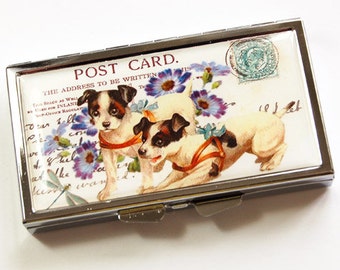 Pill Case 7 Day For Your Purse, Cute Puppy Design on Seven Day Pill Box, Gift For Her (3978)