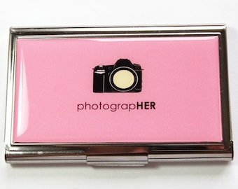 Business Card Case, Card case, business card holder, Card case for her, Pink, Photographer, Gift for Photographer, Photography Case (2949)