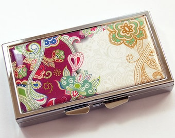 Pill case, Pill Box, 7 sections, 7 day,  Paisley case, Purple Paisley, Gift for her, pill case for her, Kellys Magnets (3820)