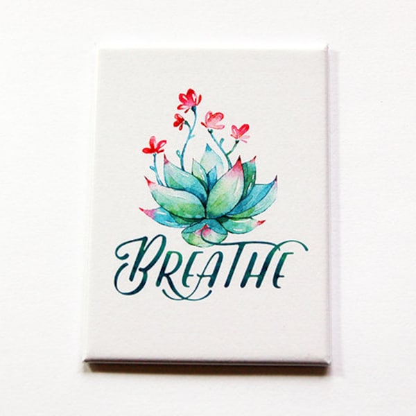 Breathe Magnet, ACEO Magnet, Fridge magnet, Relax magnet, Relax and breathe, waterlily, lotus flower, locker magnet, floral (5897)