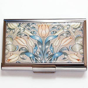 Business card holder, Floral Card case for her, Business Card Case, Card case, Floral, flowers, card holder for her, Blue Beige Peach (8583)