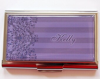 Personalisiertes Visitenkarten etui, Visitenkarten etui, Personalisiert, Kartenetui, Personalisiertes Etui, Hülle, Spitze, Damast, Metall Kartenetui (5300)