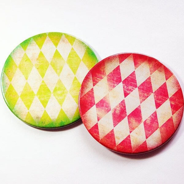 Cocktail Coasters, Harlequin pattern, Set of Coasters, Drink Coasters, Coasters, Rhombus design, Bright Colors, Hostess Gift (5125d)