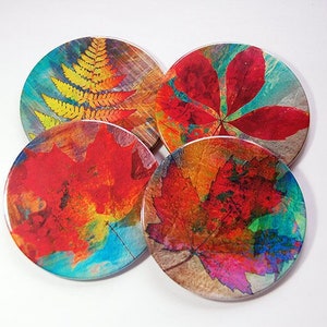 Leaf Coasters, Fall Colors, Wine Coasters, Drink Coasters, Thanksgiving Coasters, Coasters, Hostess Gift, Gift for Hostess, Nature (5163)