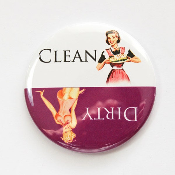 Dishwasher magnet, Clean Dishes, Dirty Dishes, Pinup Girl, kitchen magnet, Purple, White, clean dishes magnet, Magnet, Kellys Magnets (3586)