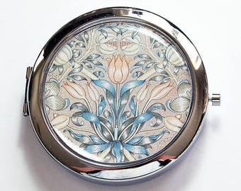 Pill box with mirror, Floral Mirror, Pill case with mirror, Vintage Pattern Design, Gift for Mom, Gift for Bride  (8581)