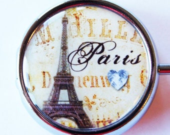 Paris Pill Box, case, Eiffel Tower, Pill Case, Pill Container, Gift for her, Mint case, Candy container, Paris (1807)