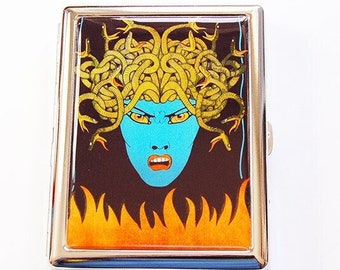 Medusa Cigarette Case, Cigarette box, Slim Cigarette Case, Metal cigarette case, Medusa, Case for smokes, Face of Medusa (5069S)