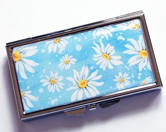 Daisy Pill Box, Pill Container, Daisy Pill Case, 7 day pill case, 7 sections, Travel Pill case, Flower Pill Container, Blue (8730)