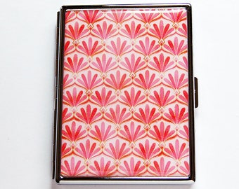 Art Deco, Pink Cigarette Case, Slim Cigarette Case, Cigarette box, Retro Design, Cigarette Case, gift for smoker, pink, gold (7687S)