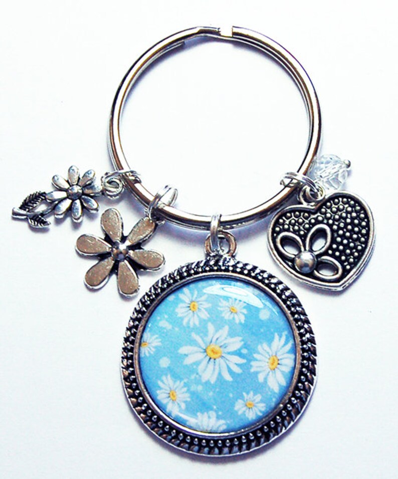 Daisy Flower Keychain Floral Daisy Keyring Cute Keychain - Etsy