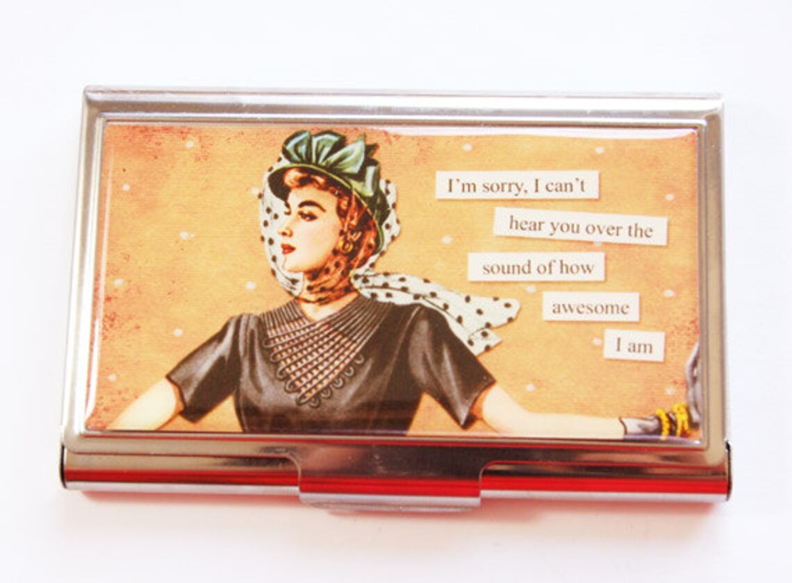 Business Card Case I'm Awesome Funny Card Holder Gift For Etsy