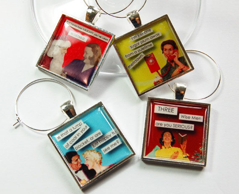 Christmas Wine Charm Wine Glass Charms Funny Wine Charms Etsy