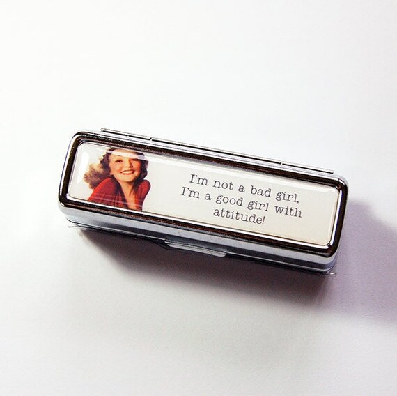 Lipstick case, Lipstick case with mirror, Sassy Women, Lipstick holder, Lipbalm Case, gift for her, Funny, Humor, Bad Girl, Good Girl (4948)