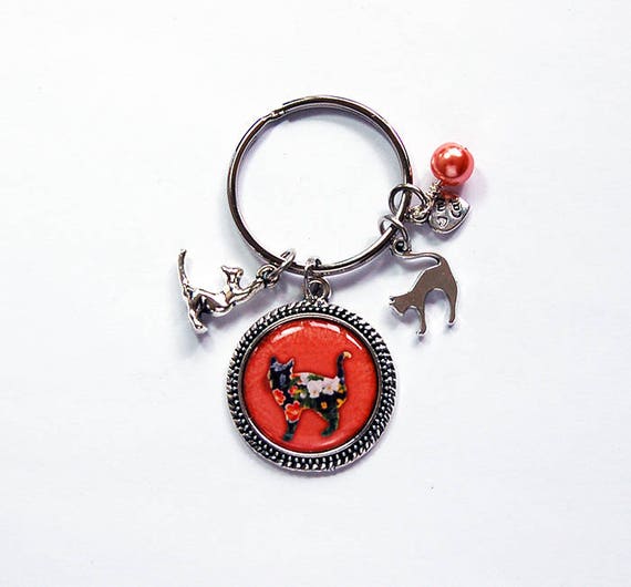 Cat Keychain Cute Keychain with charms Cat person loves Etsy