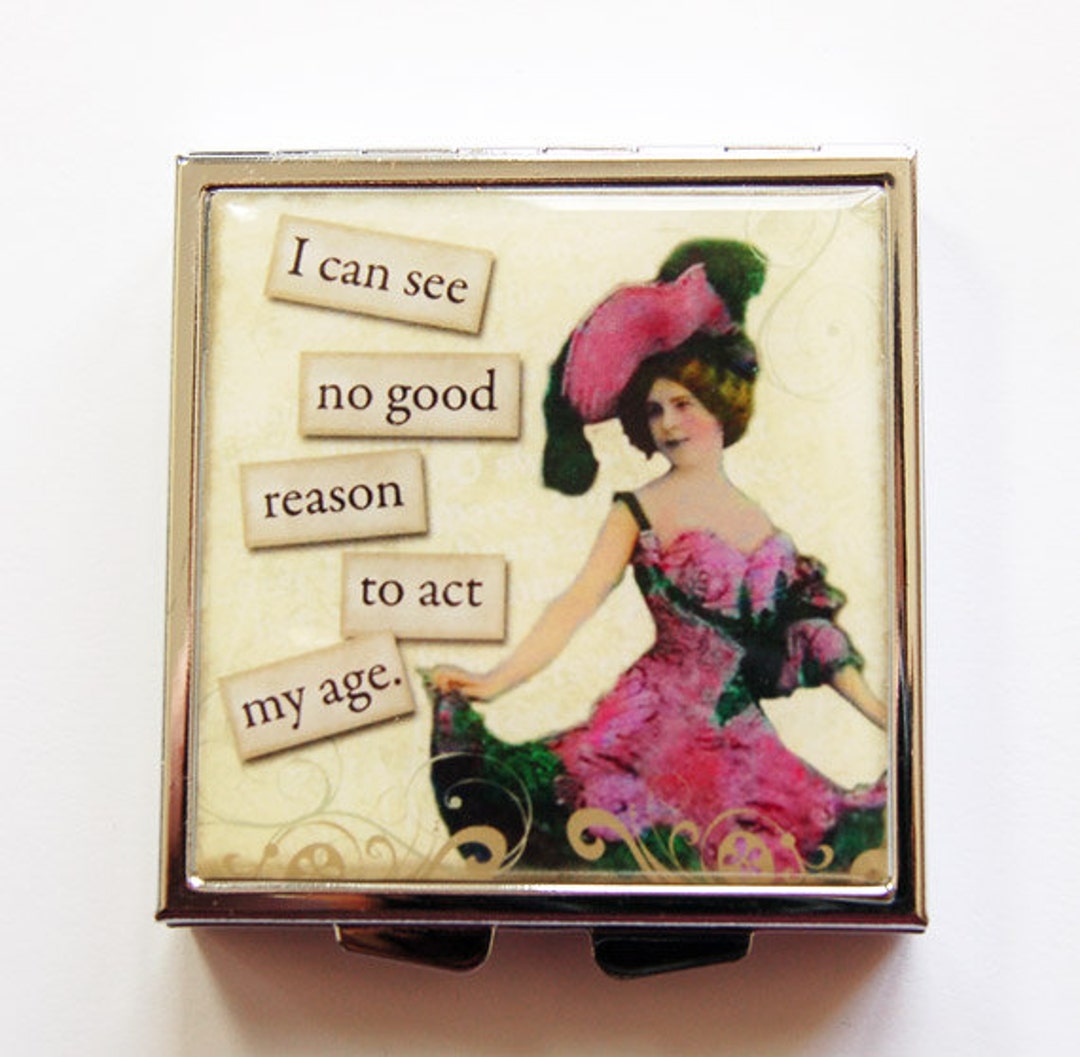 Pill Case, Pill Box, Funny Pill Box, Funny Pill Case, Act My Age, 4 Sections, Square Pill Case