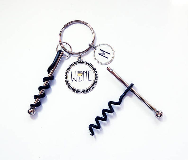 Wine Corkscrew Keyring Monogram Keyring Corkscrew Keychain Etsy