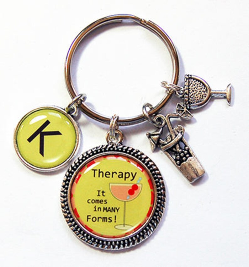 Funny Keychain Keyring With Charms Therapy Comes in Many Etsy