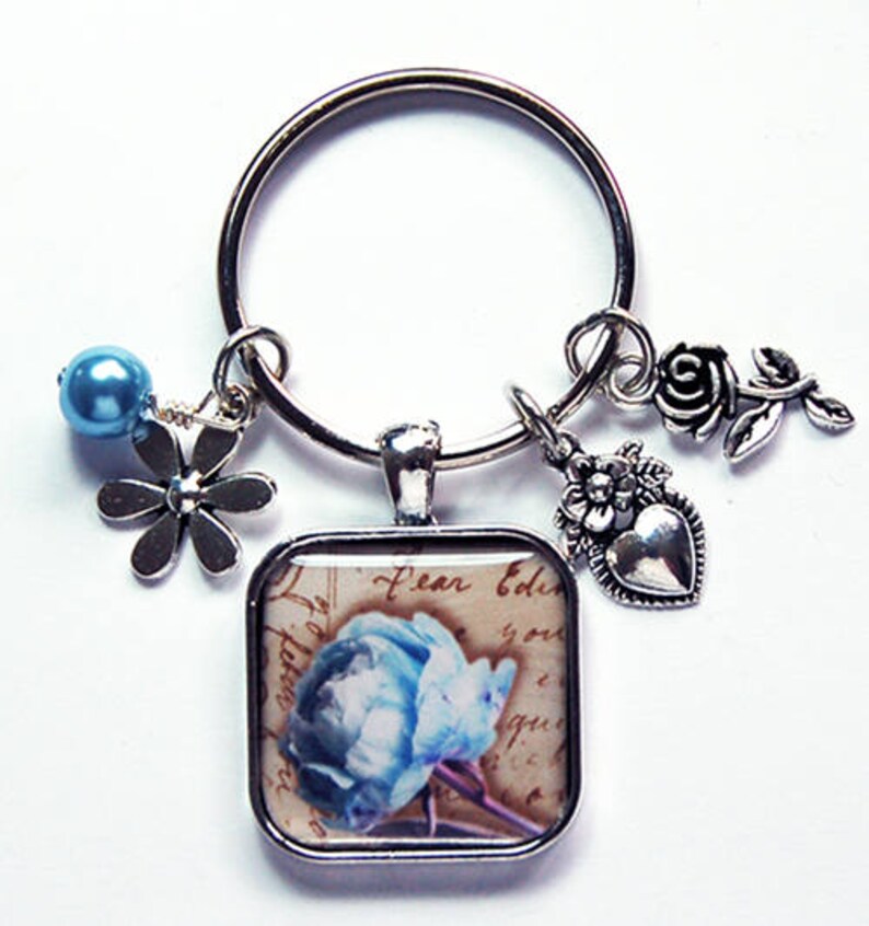 Rose Keychain Floral Keyring Pretty Keychain Stocking - Etsy