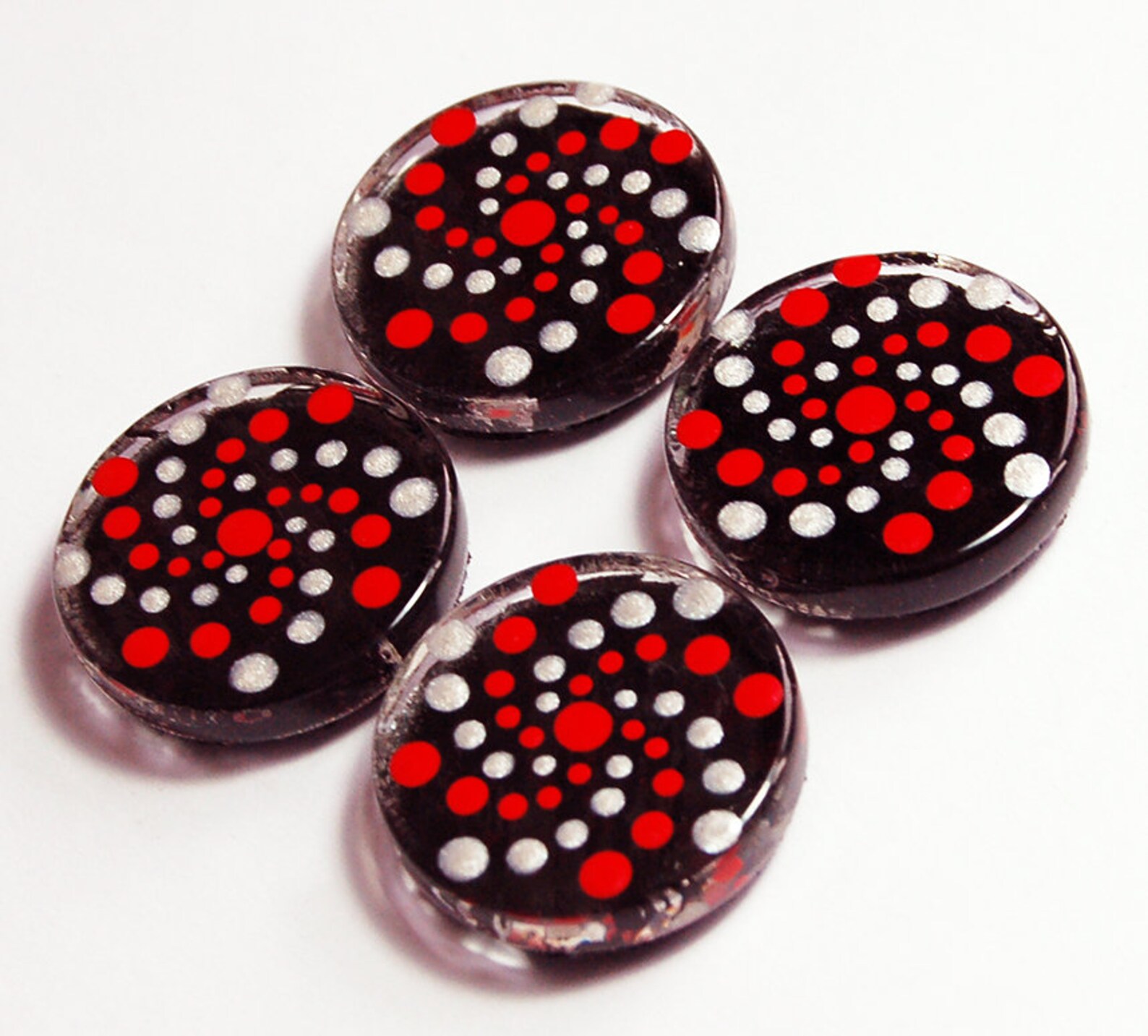 Handmade Silver and Red on Black Spiral Pattern Etsy