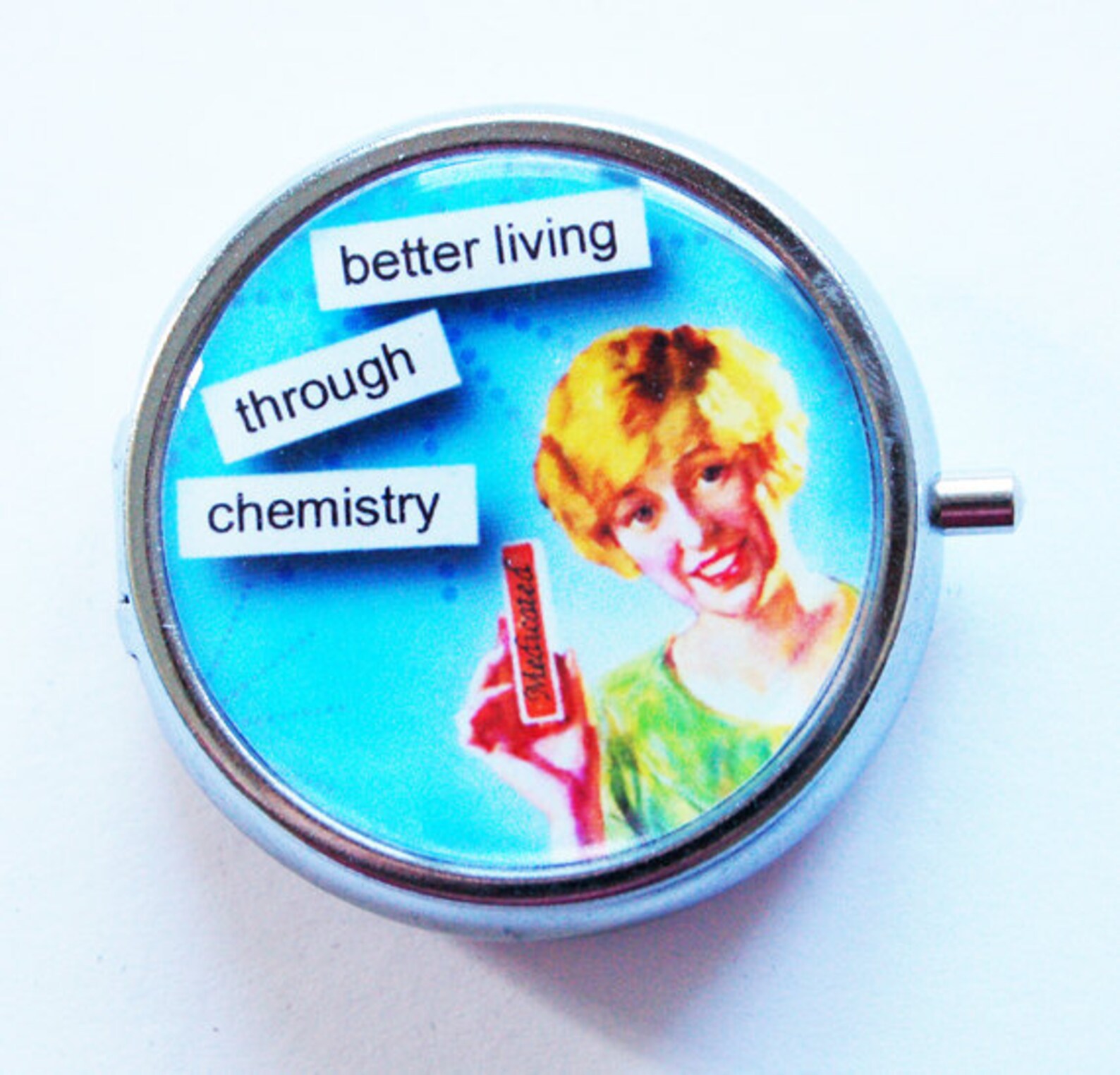 Funny Pill Box Pill Case Pill Container Blue Gift for Her Etsy