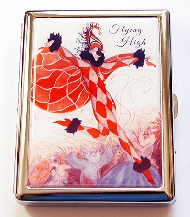 Cigarette Case, Flying High, Cigarette box, Metal cigarette case, Metal Wallet, Case for smokes, Harlequin, Fantasy 5073C image 2