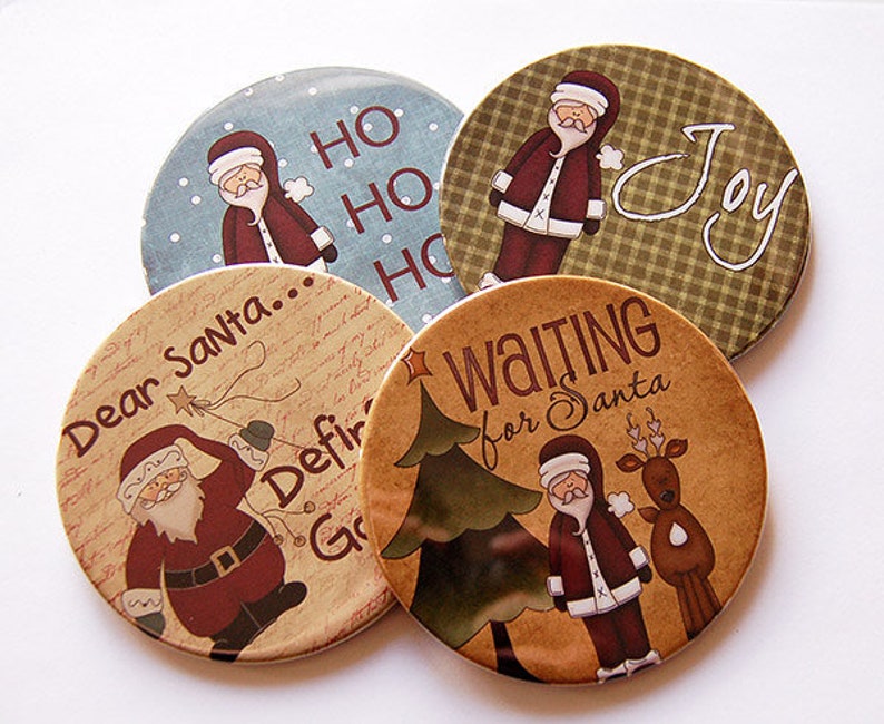 6 Pc Christmas Gnome Coaster Set With Holder - Absorbent Ceramic Drink Coasters For Holiday Decor