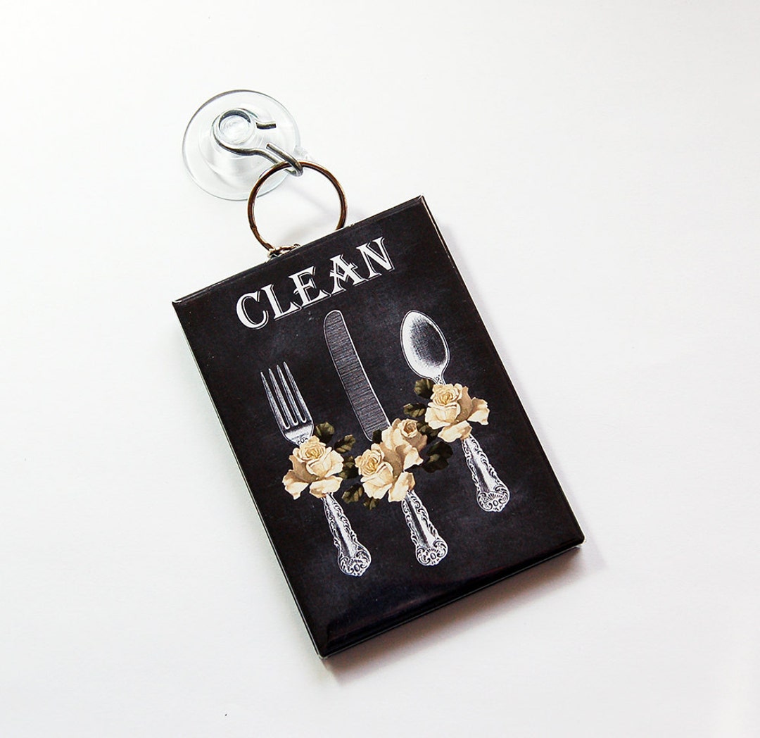 Dishwasher Sign, Clean Dishes Sign, Dirty Dishes Sign, Faux Chalkboard ...