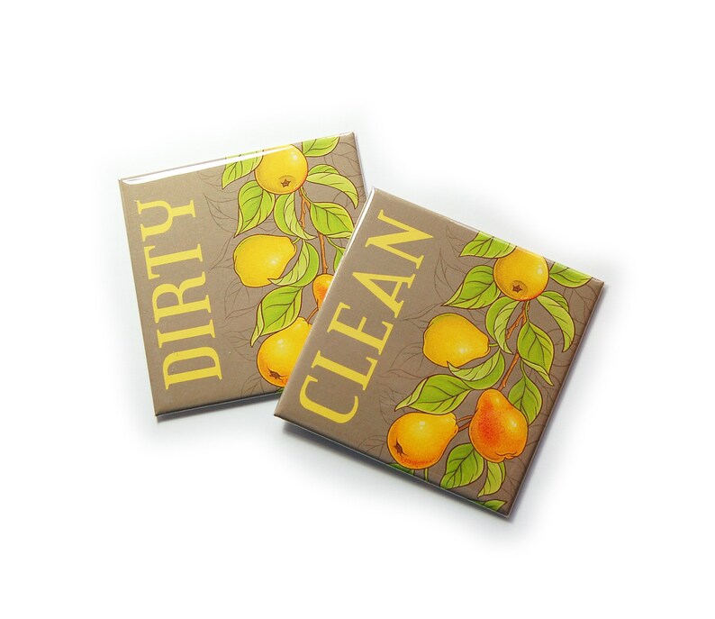 Kitchen With Pears Clean and Dirty Dishwasher Etsy