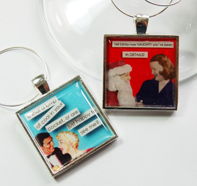 Christmas Wine Charm Wine Glass Charms Funny Wine Charms Etsy