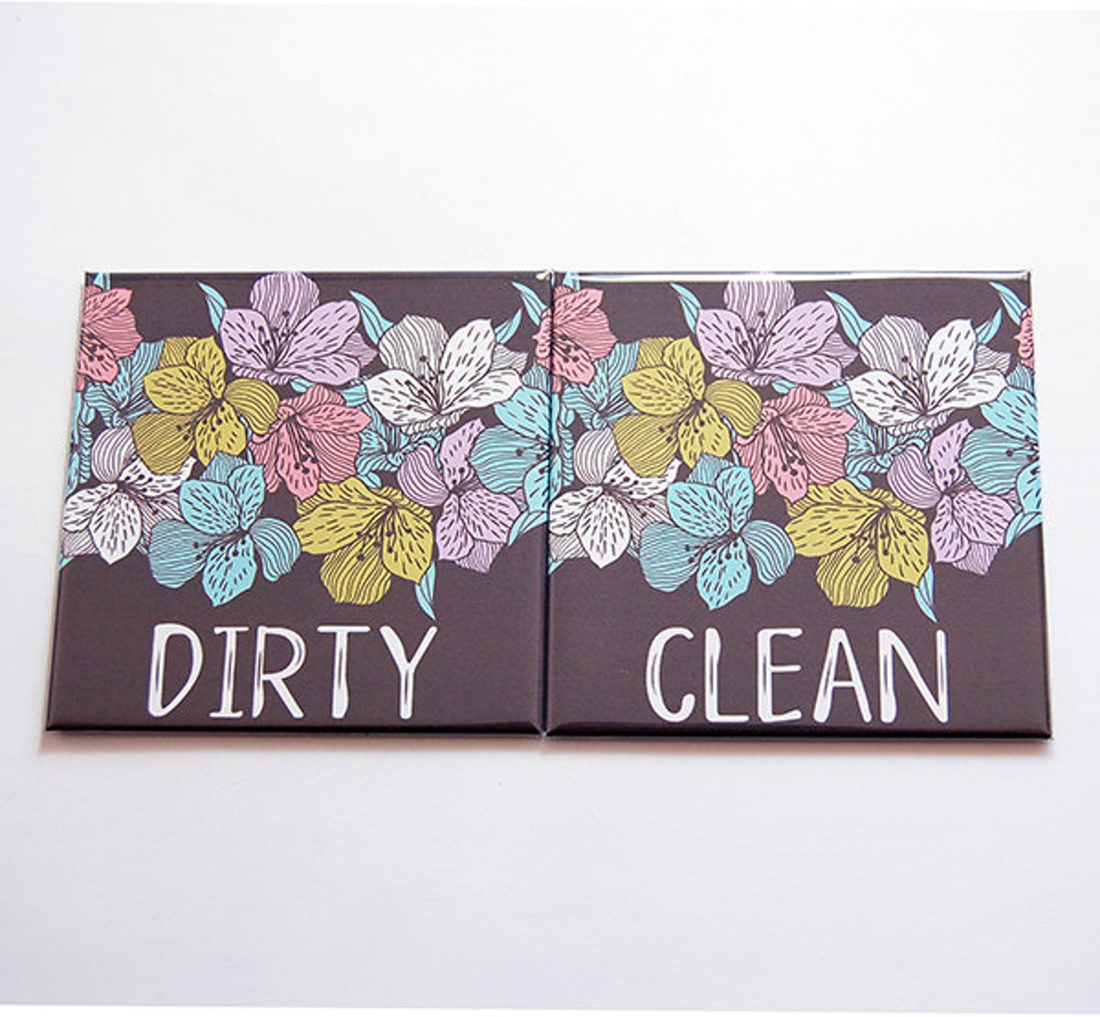 Clean Dirty Magnets, Floral, Dirty Dishes Magnet, Clean Dishes Magnet ...