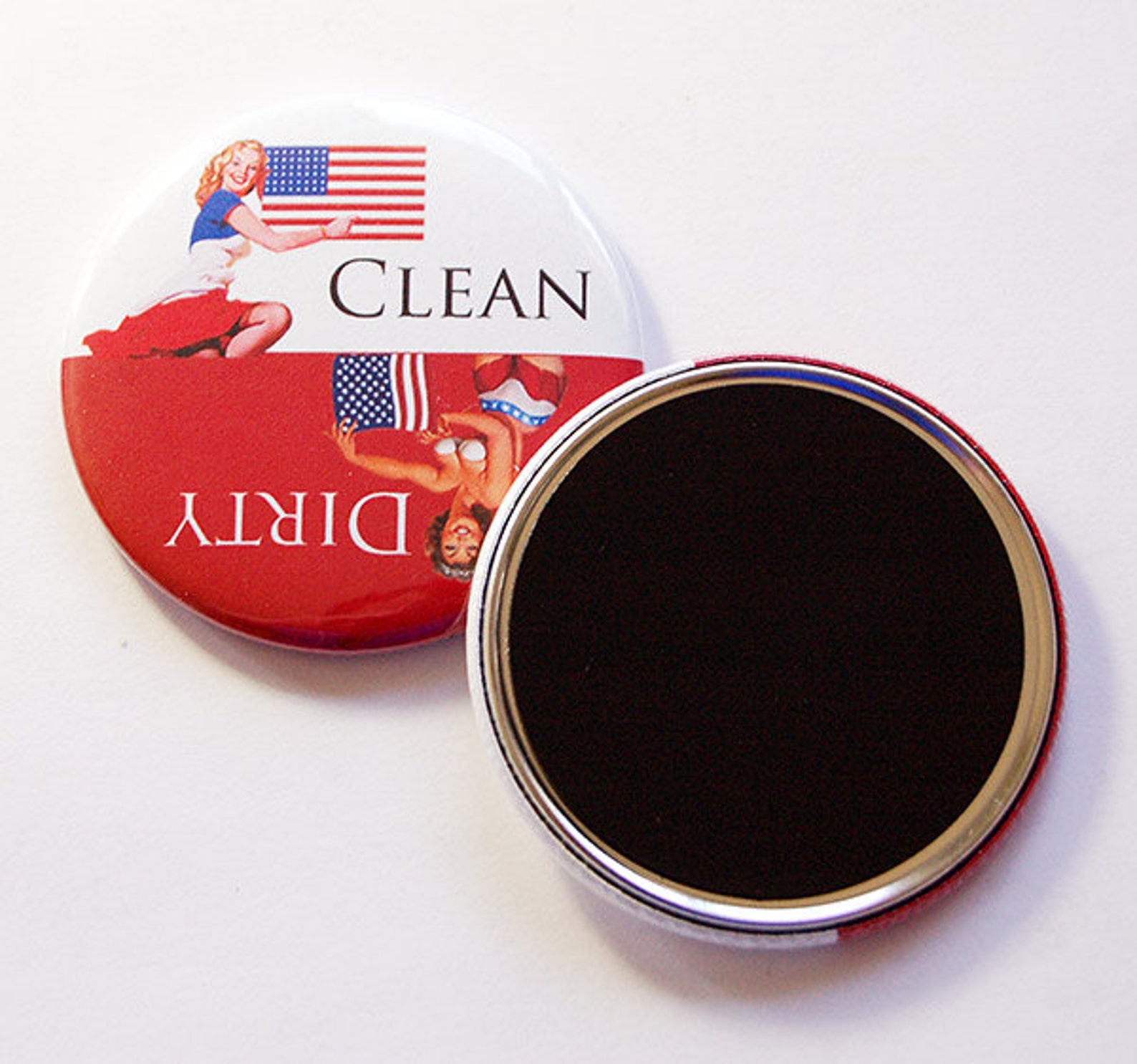 Clean Dishes, Dirty Dishes, Dishwasher Magnet, Americana, Red, White ...