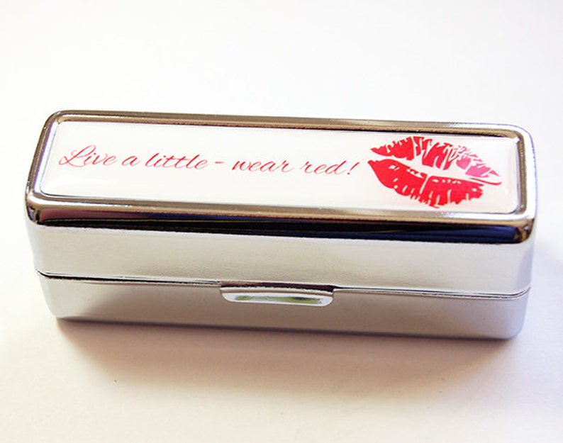 Lipstick Case Lipbalm Case Live a Little Wear Red Lipstick Etsy