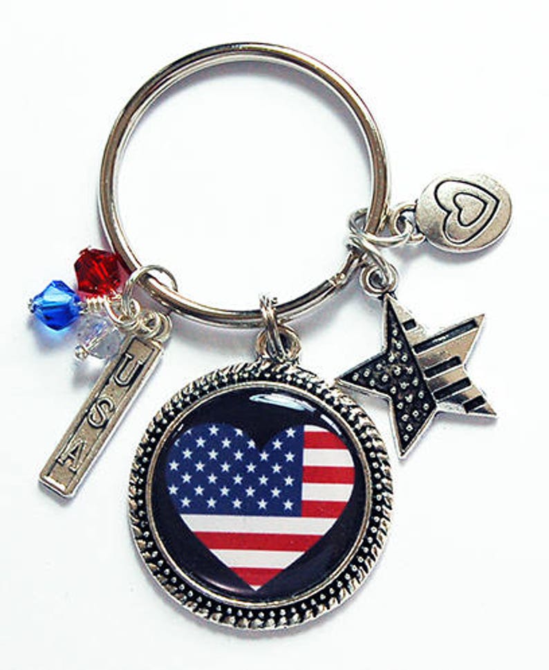 USA Keyring USA Flag Keychain July 4th Stocking Stuffer - Etsy