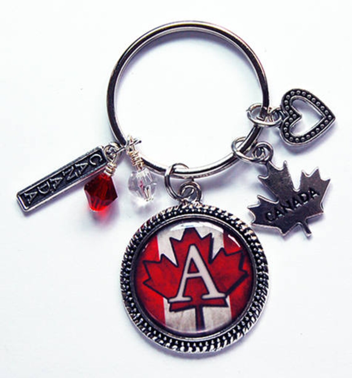Canada Keychain Keychain With Charms Canada Maple Leaf Etsy Canada